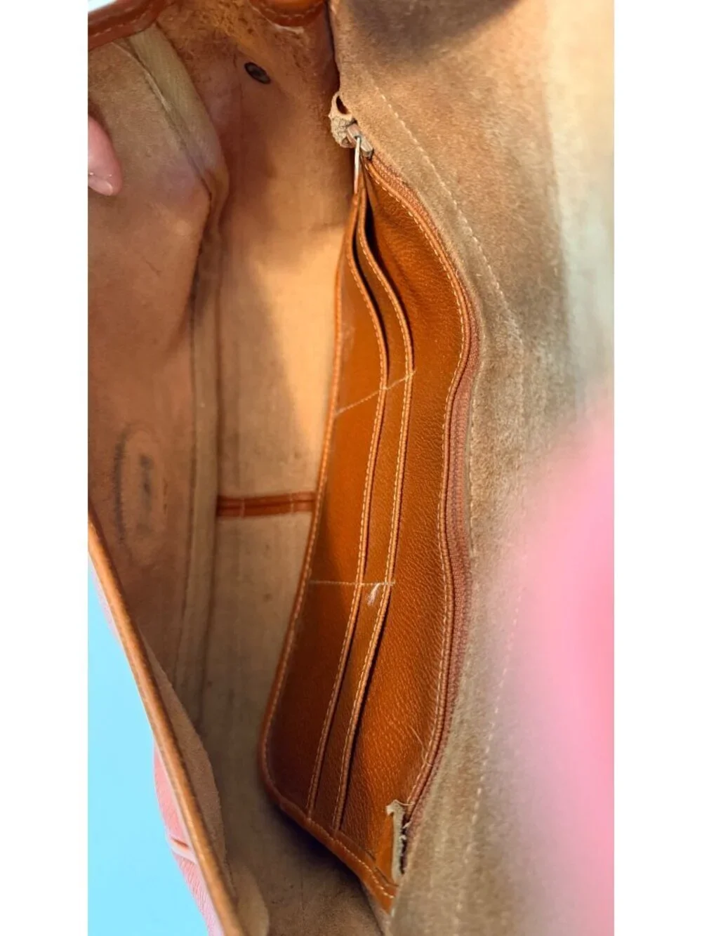 Vintage Dooney & Bourke Equestrian Crossbody Bag in British Tan Pebbled Leather